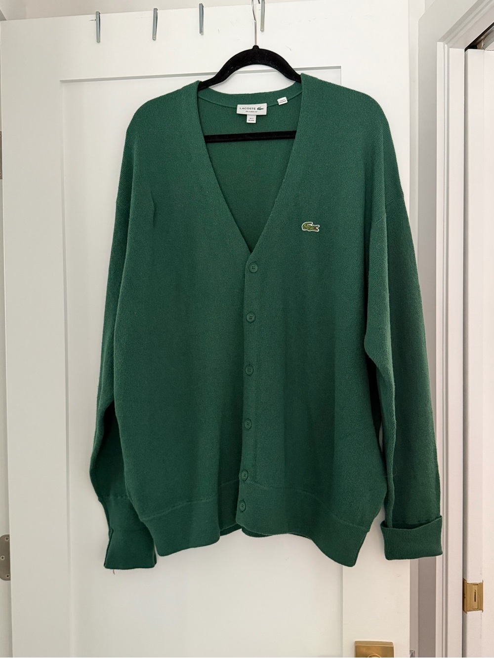 Lacoste Green V-Neck Button Cardigan